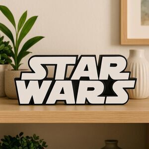 Star Wars 3D Printed Sign – Black & White Layered Logo Decor